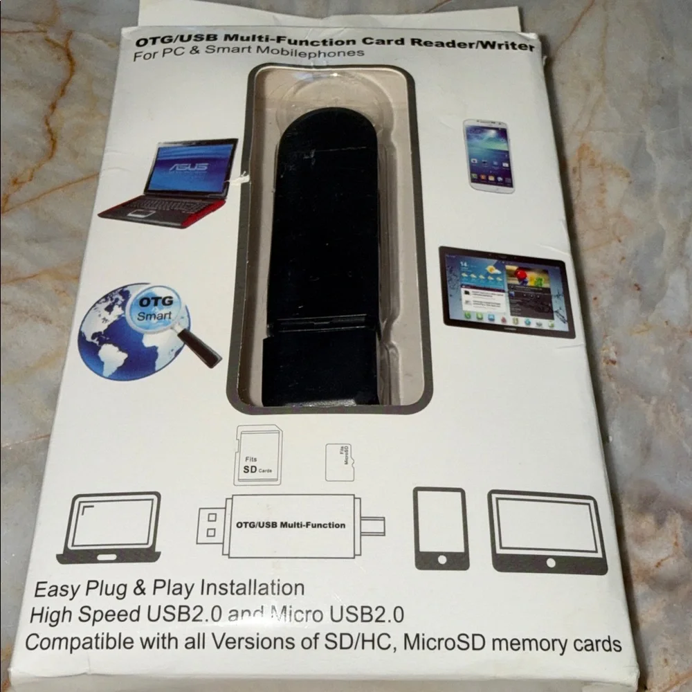 OTG USB Multi-Function Card Reader Writer for‎ PC and Android Micro USB Black